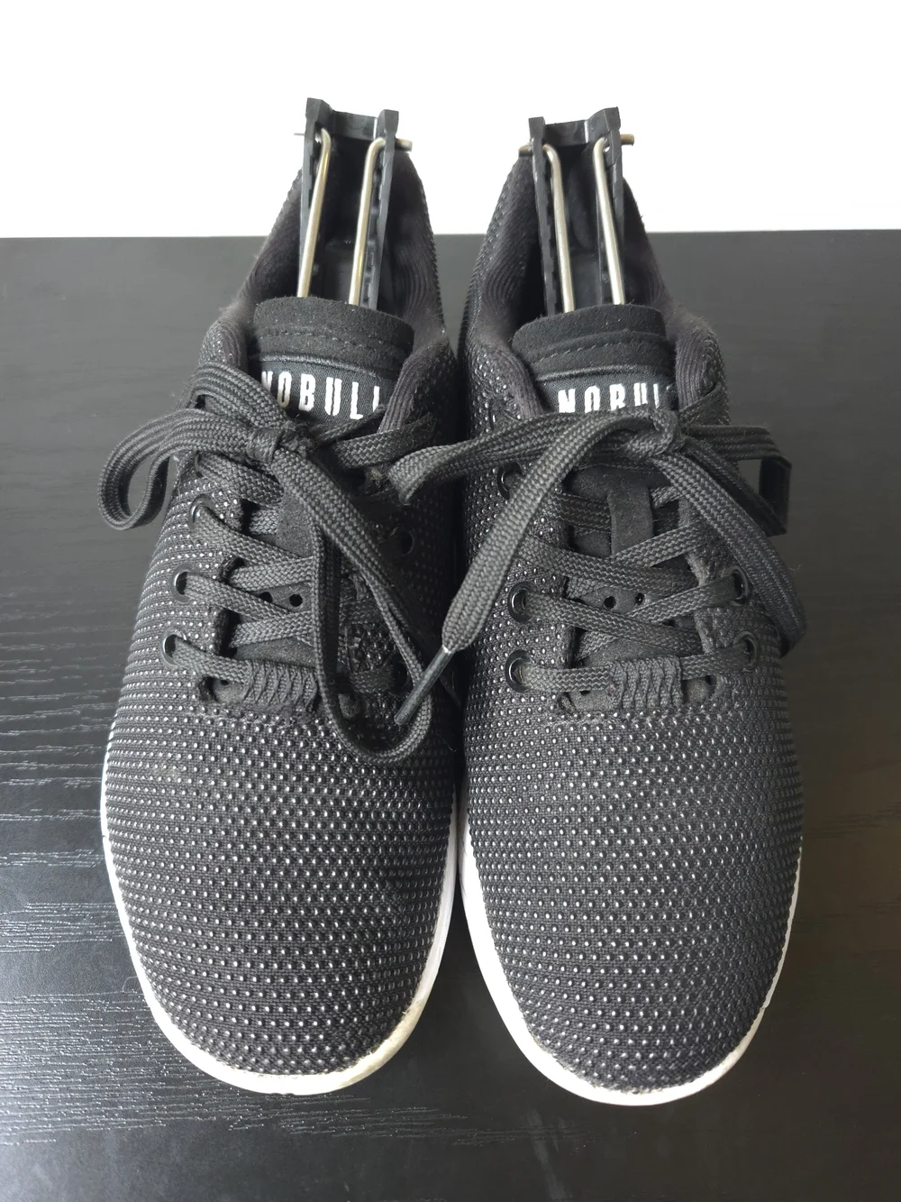 NOBULL Women's Low Top Outwork Black Athletic Shoes with White Midsole 5.5